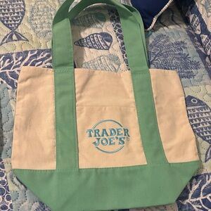 Green and Cream Tote Bag -Trader Joes Tote Bags